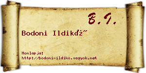 Bodoni Ildikó névjegykártya